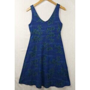 Fresh Produce Dress Womens Small Blue VNeck Tropical Stretch Beachy Knit Coastal